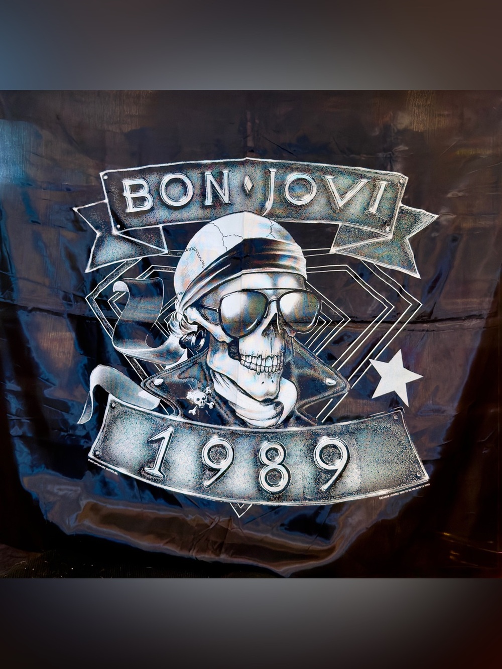 Bon Jovi banner, 1989 Graphic Band Flag - meet and greet HUGE Banner 5ft x 4ft